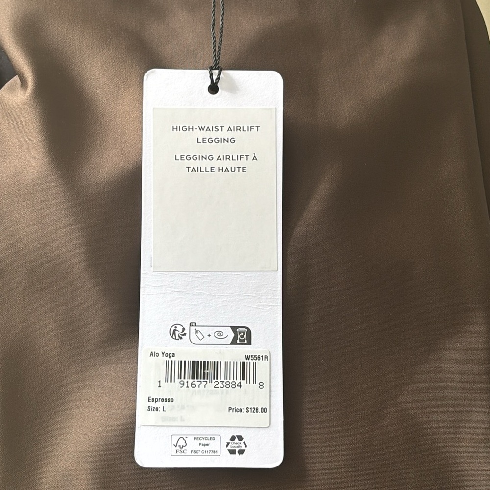 ALO Yoga Espresso Airlight High Waisted Leggings, NWT, use for Yoga & workout - Picture 10 of 11